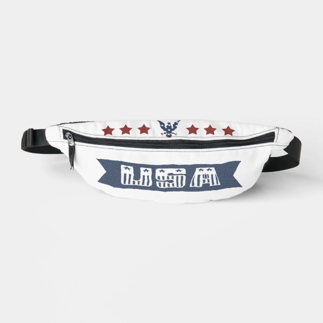 USA in Distressed Font and Blue Eagle Fanny Pack (Front)