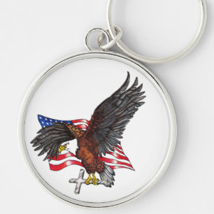 USA In God We Trust Eagle Keychain