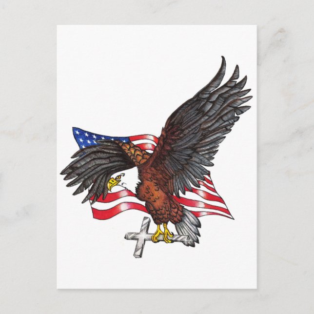 USA In God We Trust Eagle Postcard (Front)