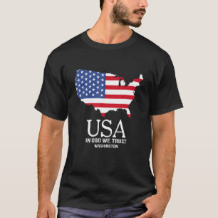 USA In God We Trust Washington Map Flag Patriotic  T-Shirt