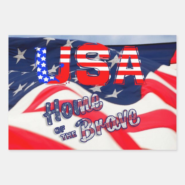 USA in Honour Flag Wrapping Paper Sheet (Front)