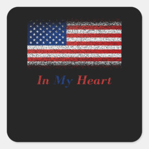 USA in my Heart United State Flag Square Sticker