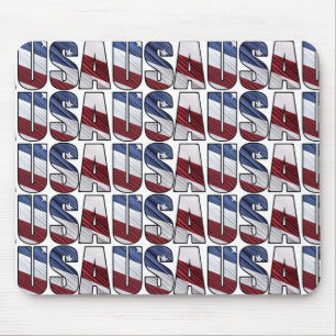 USA in Red White and Blue American Patriotic Flag Mouse Pad