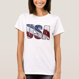 USA in Red White and Blue American Patriotic Flag T-Shirt