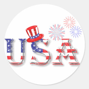 USA in Stars and Stripes Classic Round Sticker