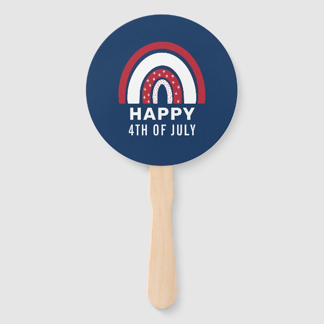 USA Independence Day 4th Of July American Rainbow Hand Fan (Front)
