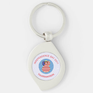 USA Independence Day Angel Flag Personalized  Keychain