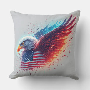 USA Independence Day Eagle Design Throw Pillow