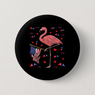 Usa Independence Day July 4th American Flag Pink F 2 Inch Round Button