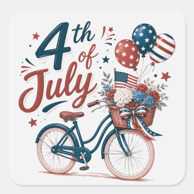 USA Independence Day Square Sticker (Front)