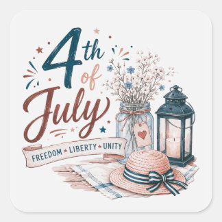 USA Independence Day Square Sticker