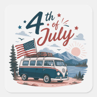 USA Independence Day Square Sticker