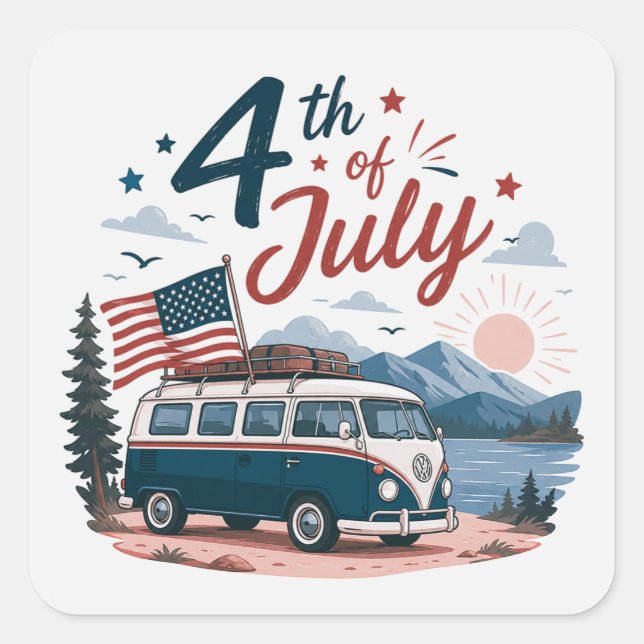 USA Independence Day Square Sticker (Front)