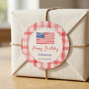 USA Independence Day Themed Birthday Sticker