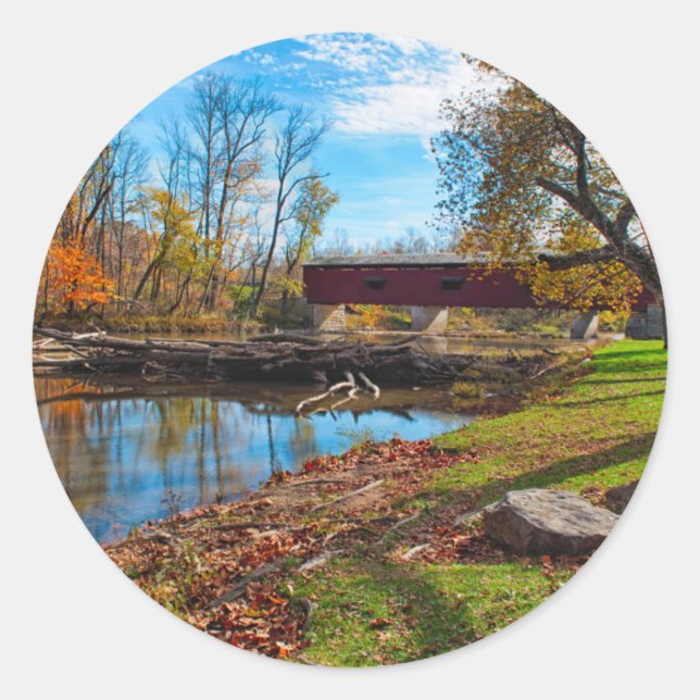 USA, Indiana, Cataract Falls State Recreation Classic Round Sticker (Front)