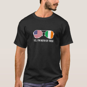 USA Ireland Flag Sunglasses Irish Americans T-Shirt