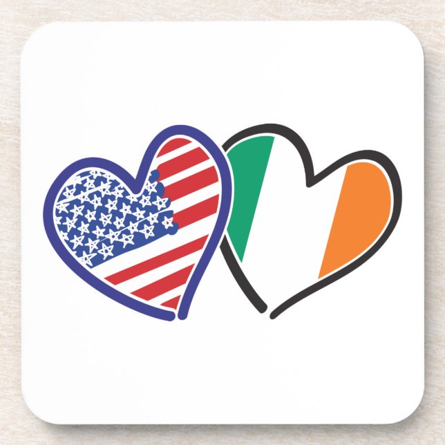 USA Ireland Heart Flags Coaster (Front)