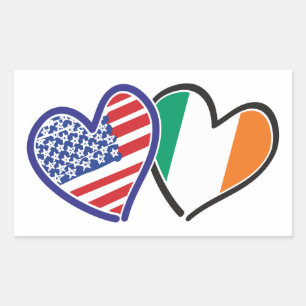 USA Ireland Heart Flags Sticker