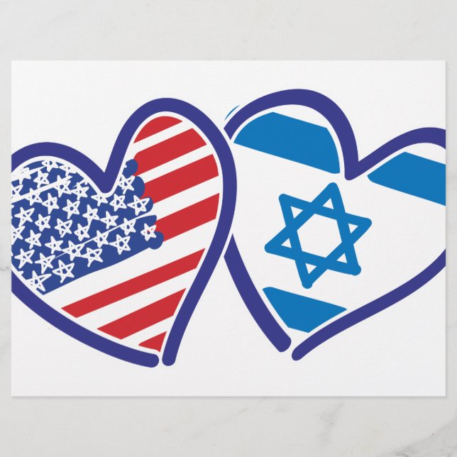 USA Israel Heart Flag (Front)