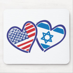 USA Israel Heart Flag Mouse Pad