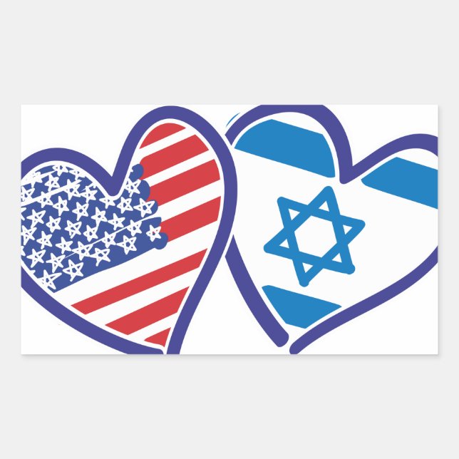USA Israel Heart Flag Sticker (Front)