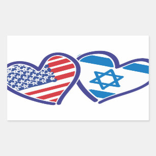 USA Israel Heart Flag Sticker