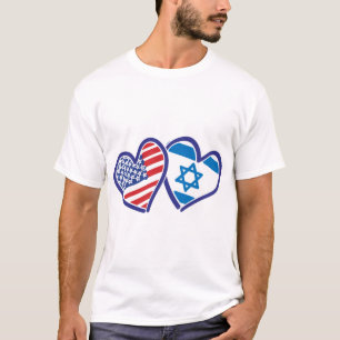 USA Israel  Love Hearts T-Shirt