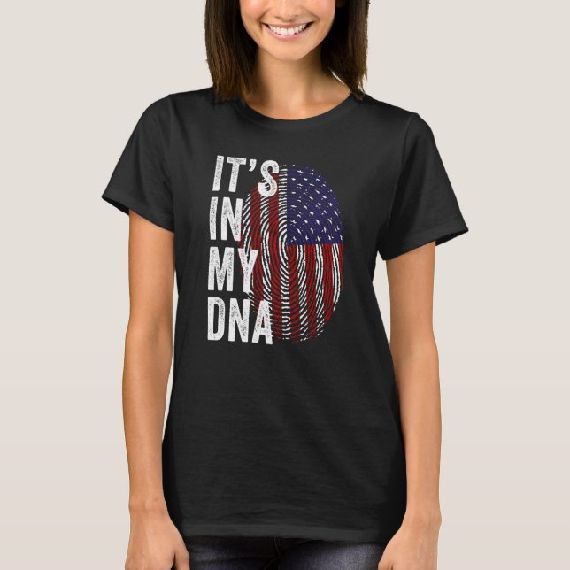 USA It's In My DNA Cute American Fingerprint Ameri T-Shirt (Front)