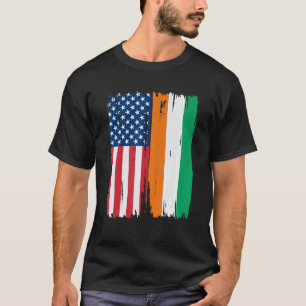 USA Ivory Coast Half american Flag Roots T-Shirt