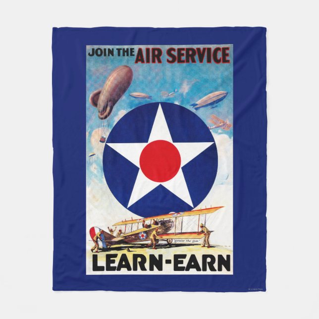 USA - Join the Air Service Learn-Earn Fleece Blanket (Front)
