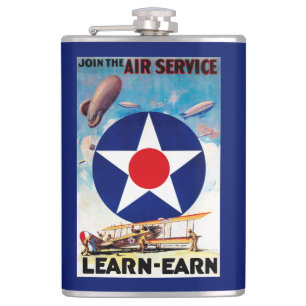 USA - Join the Air Service Learn-Earn Hip Flask