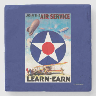 USA - Join the Air Service Learn-Earn Stone Coaster