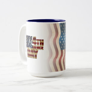 USA July 4th Independence Day Two-Tone Coffee Mug