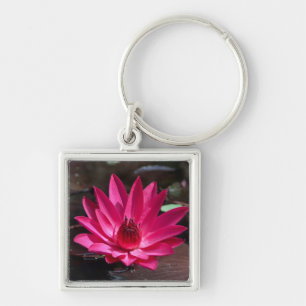 USA, Kansas, Bright Red Water Lilly Keychain
