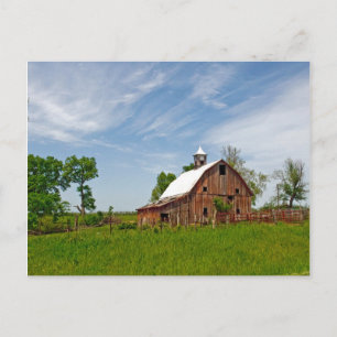 USA, Kansas. Old Red Barn Postcard