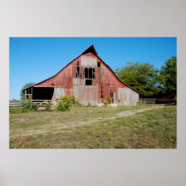 USA, Kansas, Old Red Barn Poster (Front)