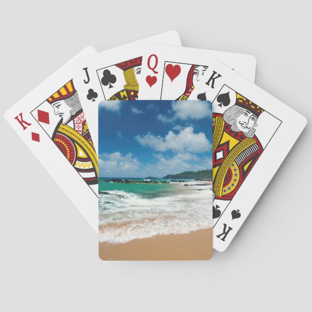 USA, Kauai, Hawaii. A Woman Strolls The Rocks Playing Cards (Back)