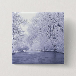 USA, Kentucky, Louisville. Snow covered 2 Inch Square Button