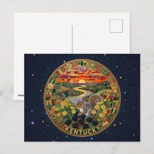 USA Kentucky state symbols Postcard