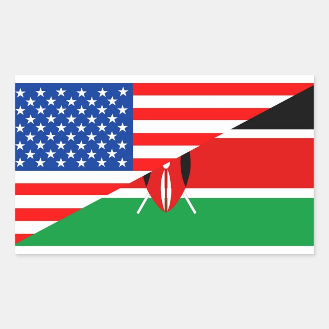 usa Kenya country half flag america symbol Sticker (Front)