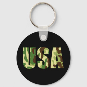 USA khaki camouflage sign Keychain