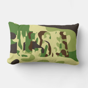 USA khaki camouflage sign Lumbar Pillow