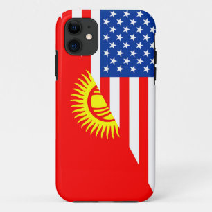 usa Kyrgyzstan country half flag america symbol iPhone 11 Case