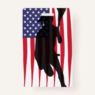 USA Lacrosse unlimited America flag lax player T-S Badge