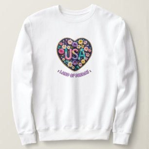 USA Land of Dreams Floral 3D Embroidery Art Sweatshirt