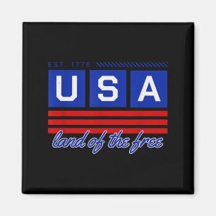 USA Land of The _ Est 1776 Patriotic Design Magnet