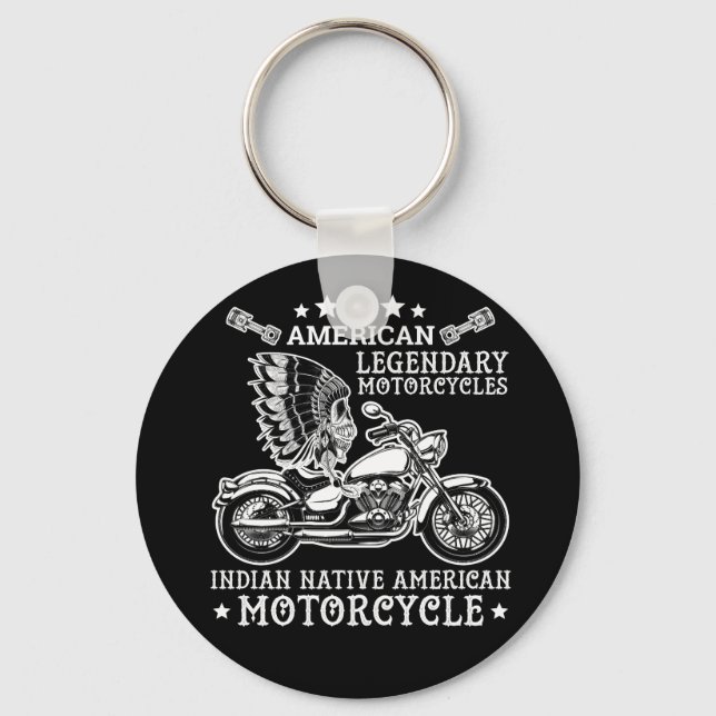 USA Legendary Motorcycles Indian Native Motorcycle Keychain (Front)
