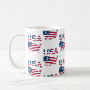 USA Lettering and Map on Flag Political Patriotic Coffee Mug