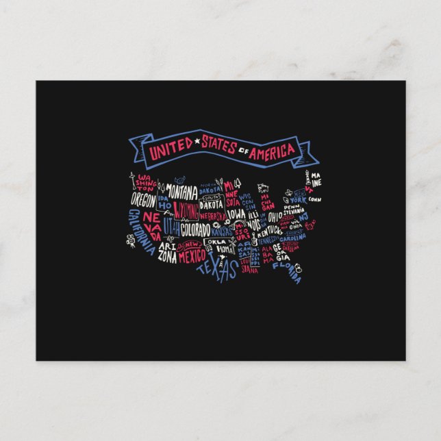 USA lettering Postcard (Front)