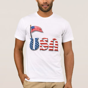 USA Letters and American Flag T-Shirt